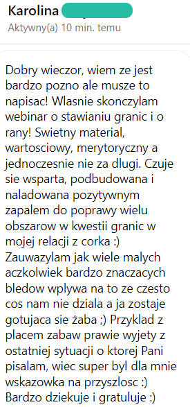 Opinia o webinarze